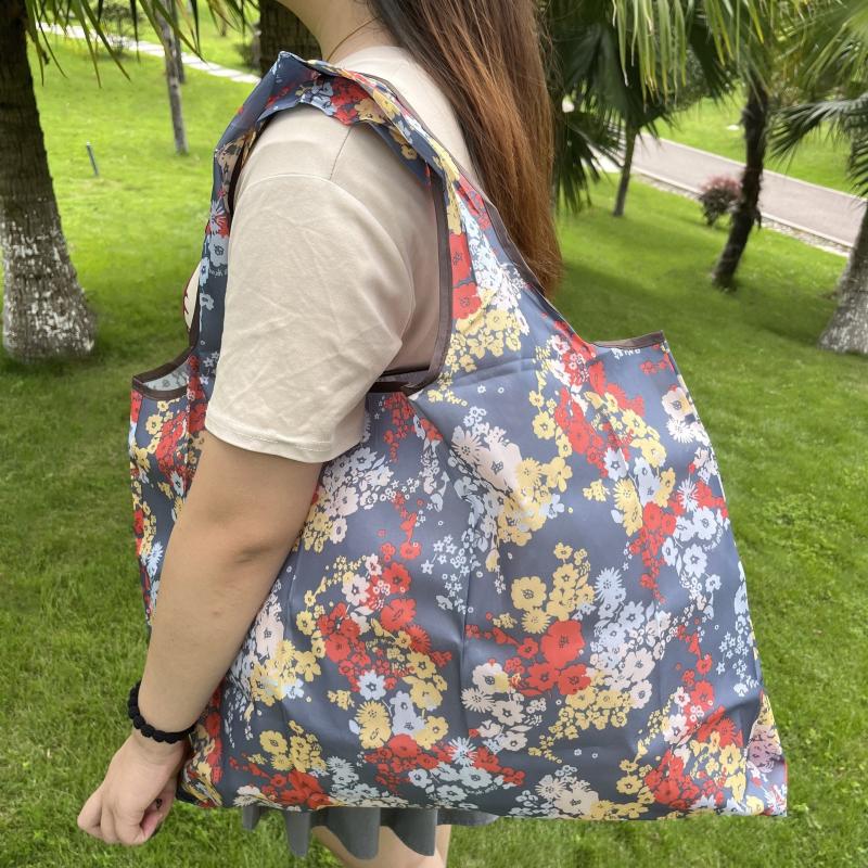 2pcs Large Capacity Plant Printed Folding Bag Eco friendly Shopping Bag