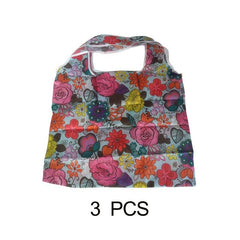 3pcs Floral Print Reusable Shopping Tote Bag Large Capacity Foldable Handbag