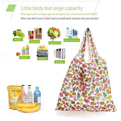 3pcs Floral Print Reusable Shopping Tote Bag Large Capacity Foldable Handbag