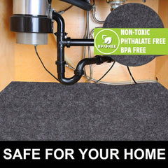 Under Sink Mat 24x30 in Durable Waterproof Absorbent Shelf Liner Grey