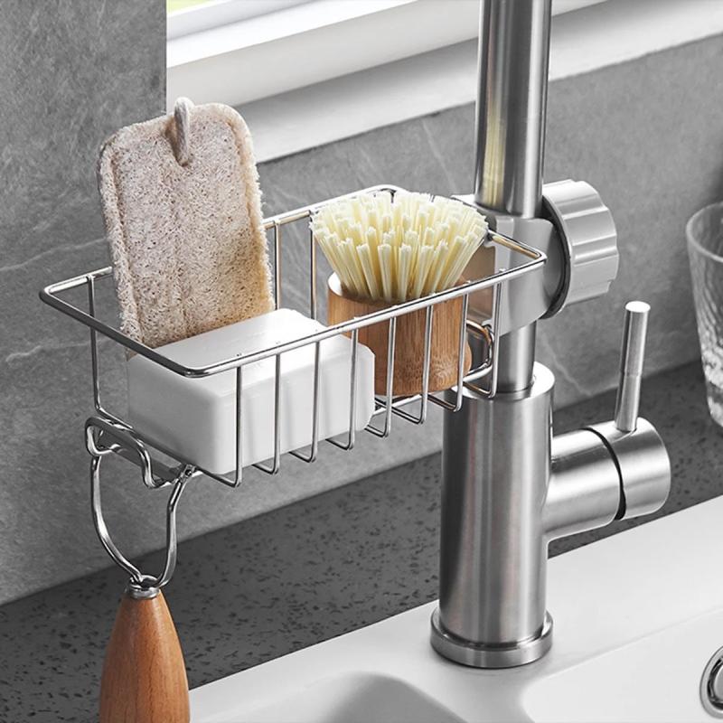 Stainless Steel Sink Drain Rack for Kitchen, Bathroom Supplies