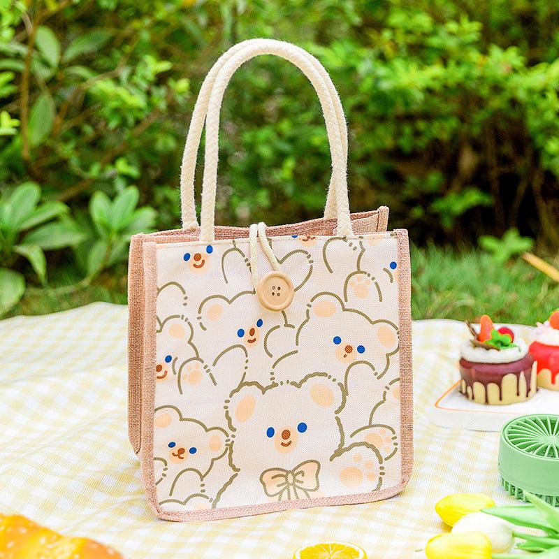 Cartoon Insulated Lunch Bag for Teens & Workers, Large Capacity Bento Bag