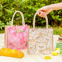 Cartoon Insulated Lunch Bag for Teens & Workers, Large Capacity Bento Bag