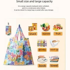 5pcs 10pcs Reusable Grocery Bag Floral Square Bag Portable Folding Bag