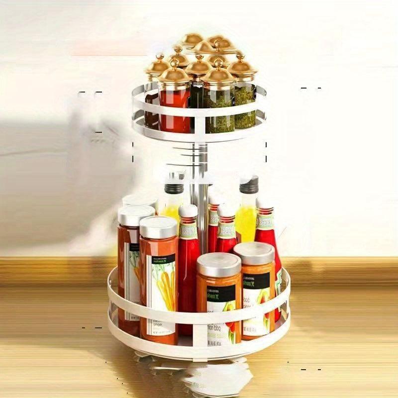 360 Rotatable Kitchen Rack Seasoning Storage Box Salt Sauce Vinegar Condiment