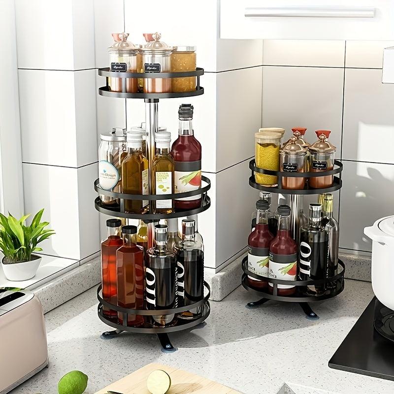 360 Rotatable Kitchen Rack Seasoning Storage Box Salt Sauce Vinegar Condiment