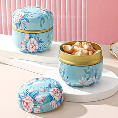 Round Metal Tea Canister with Lids for Coffee & Candy Storage