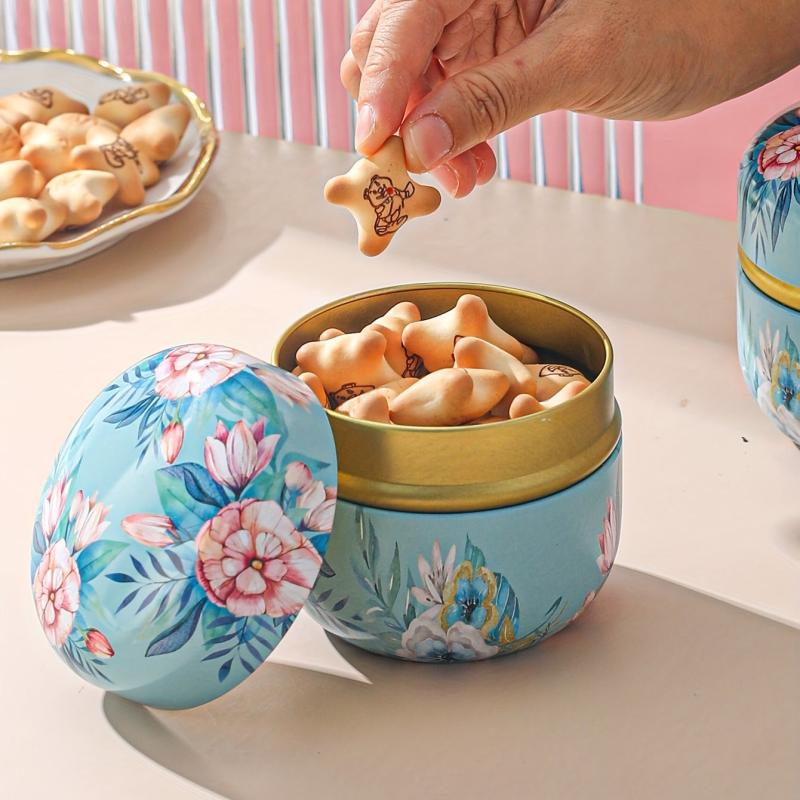 Round Metal Tea Canister with Lids for Coffee & Candy Storage