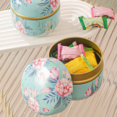 Round Metal Tea Canister with Lids for Coffee & Candy Storage