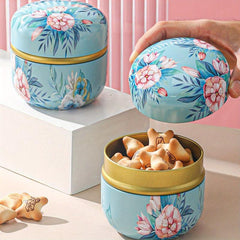 Round Metal Tea Canister with Lids for Coffee & Candy Storage