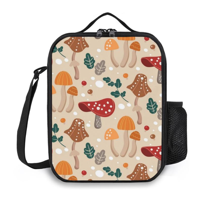 Mushroom With Leaves Lunch Bag Reusable for Office School Picnic