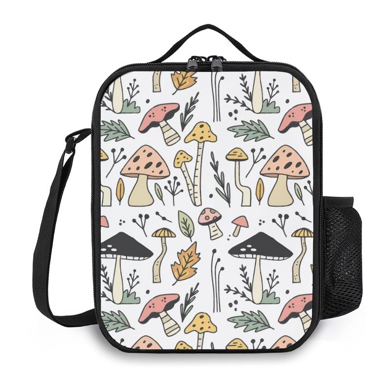 Mushroom With Leaves Lunch Bag Reusable for Office School Picnic