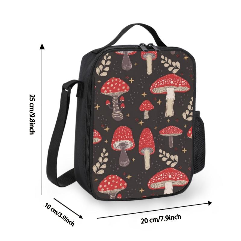 Mushroom With Leaves Lunch Bag Reusable for Office School Picnic