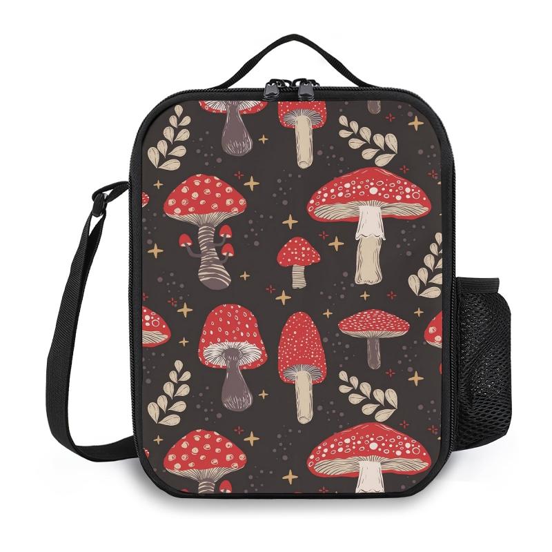 Mushroom With Leaves Lunch Bag Reusable for Office School Picnic