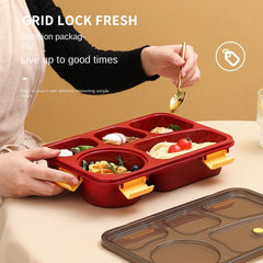 1250ml Japanese Style Divided Lunch Box With Cover Bento Box Microwaveable