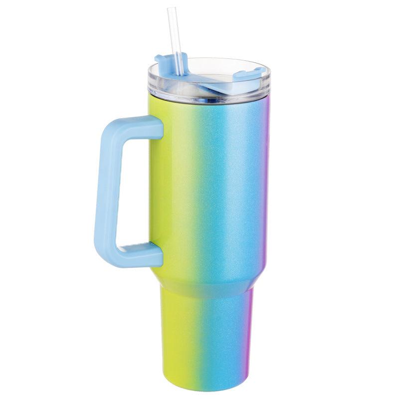 40oz Gradient Tumbler Stainless Steel Thermal Bottle Lid Handle Drinking Cup