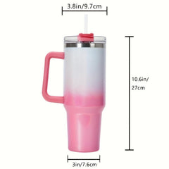 40oz Gradient Tumbler Stainless Steel Thermal Bottle Lid Handle Drinking Cup