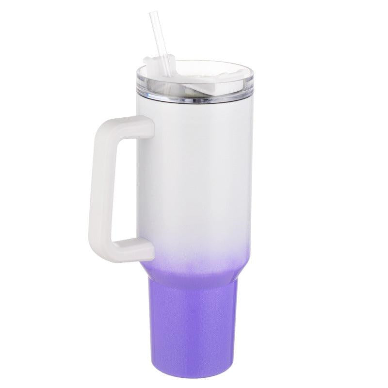 40oz Gradient Tumbler Stainless Steel Thermal Bottle Lid Handle Drinking Cup
