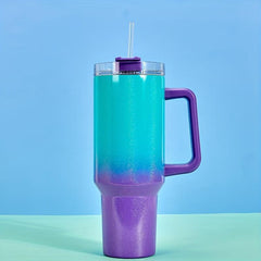 40oz Gradient Tumbler Stainless Steel Thermal Bottle Lid Handle Drinking Cup