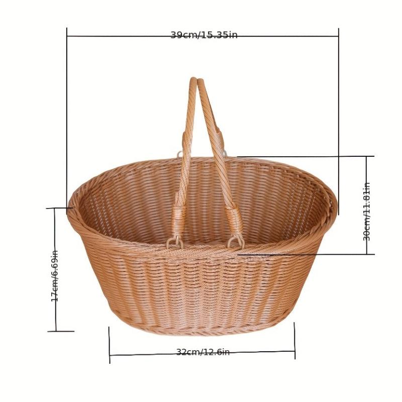 Rattan Picnic Basket Outdoor Retro Style Hand-Woven Gift Basket