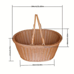 Rattan Picnic Basket Outdoor Retro Style Hand-Woven Gift Basket