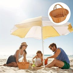 Rattan Picnic Basket Outdoor Retro Style Hand-Woven Gift Basket