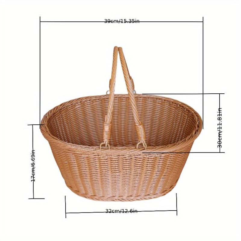 Rattan Picnic Basket Outdoor Retro Style Hand-Woven Gift Basket