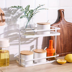 2 Tier Spice Seasoning Rack Organizer Holder Shelf Kitchen Pantry Bathroom