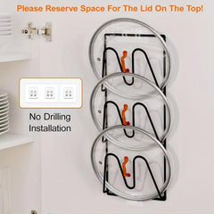 3 Tier Pot Lid Organizer Rack Wall Door Mounted Rustproof