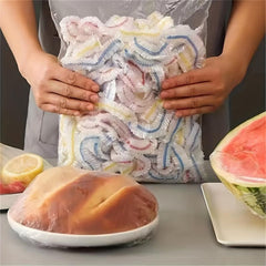 100Pcs Food Cover Stretchy Plastic Bowl Covers Disposable Leftovers Wrap
