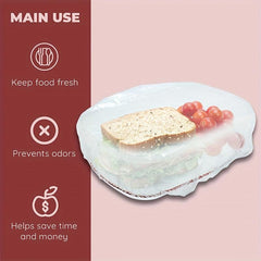 100Pcs Food Cover Stretchy Plastic Bowl Covers Disposable Leftovers Wrap