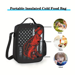 Portable Lunch Bag Fishing Bait And Flag Lunch Box Set With Adjustable Straps