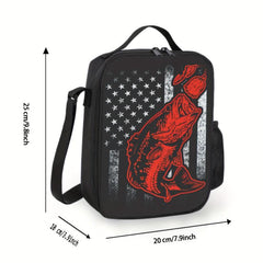 Portable Lunch Bag Fishing Bait And Flag Lunch Box Set With Adjustable Straps