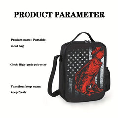 Portable Lunch Bag Fishing Bait And Flag Lunch Box Set With Adjustable Straps