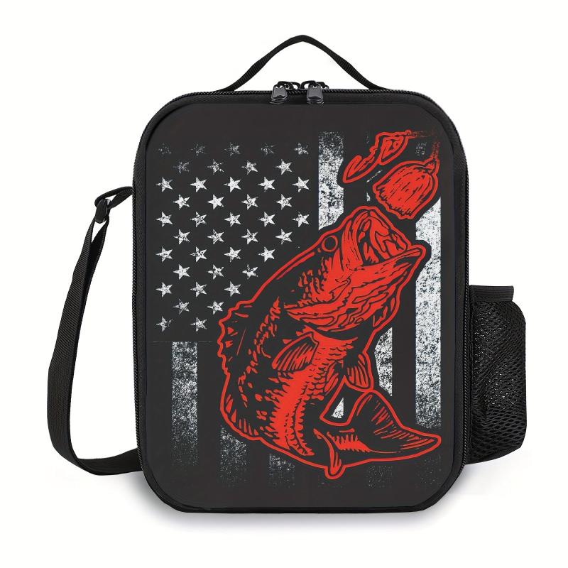 Portable Lunch Bag Fishing Bait And Flag Lunch Box Set With Adjustable Straps