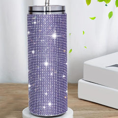 20oz Studded Tumbler Stainless Steel Insulated Water Bottle Rhinestone Decor
