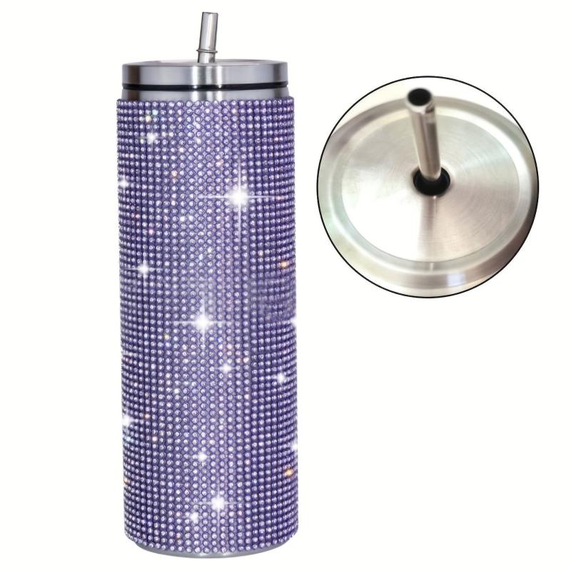 20oz Studded Tumbler Stainless Steel Insulated Water Bottle Rhinestone Decor