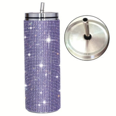 20oz Studded Tumbler Stainless Steel Insulated Water Bottle Rhinestone Decor