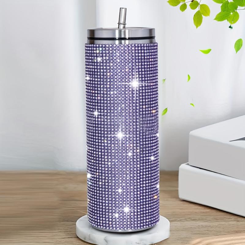 20oz Studded Tumbler Stainless Steel Insulated Water Bottle Rhinestone Decor
