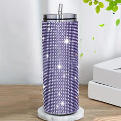 20oz Studded Tumbler Stainless Steel Insulated Water Bottle Rhinestone Decor