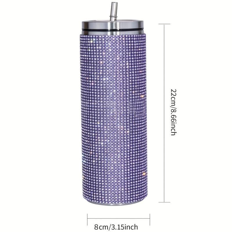 20oz Studded Tumbler Stainless Steel Insulated Water Bottle Rhinestone Decor