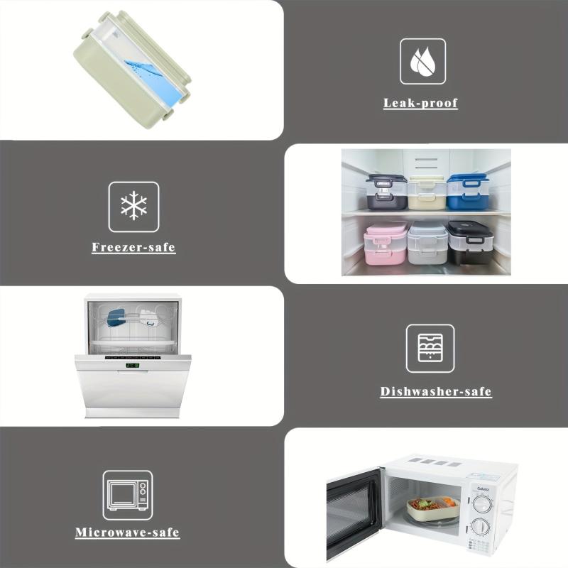 Double Layer Bento Lunch Box With Fork And Spoon - Leakproof Food Container