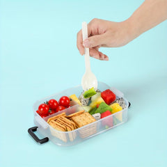 Double Layer Bento Lunch Box With Fork And Spoon - Leakproof Food Container