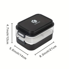 Double Layer Bento Lunch Box With Fork And Spoon - Leakproof Food Container