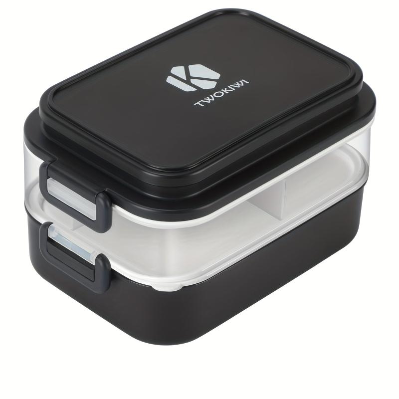 Double Layer Bento Lunch Box With Fork And Spoon - Leakproof Food Container