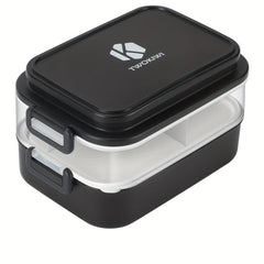 Double Layer Bento Lunch Box With Fork And Spoon - Leakproof Food Container