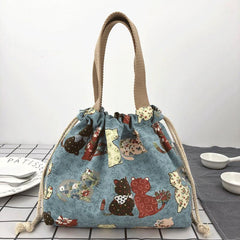 Cartoon Rabbit Tote Lunch Bag for Teenagers & Workers at School Canteen