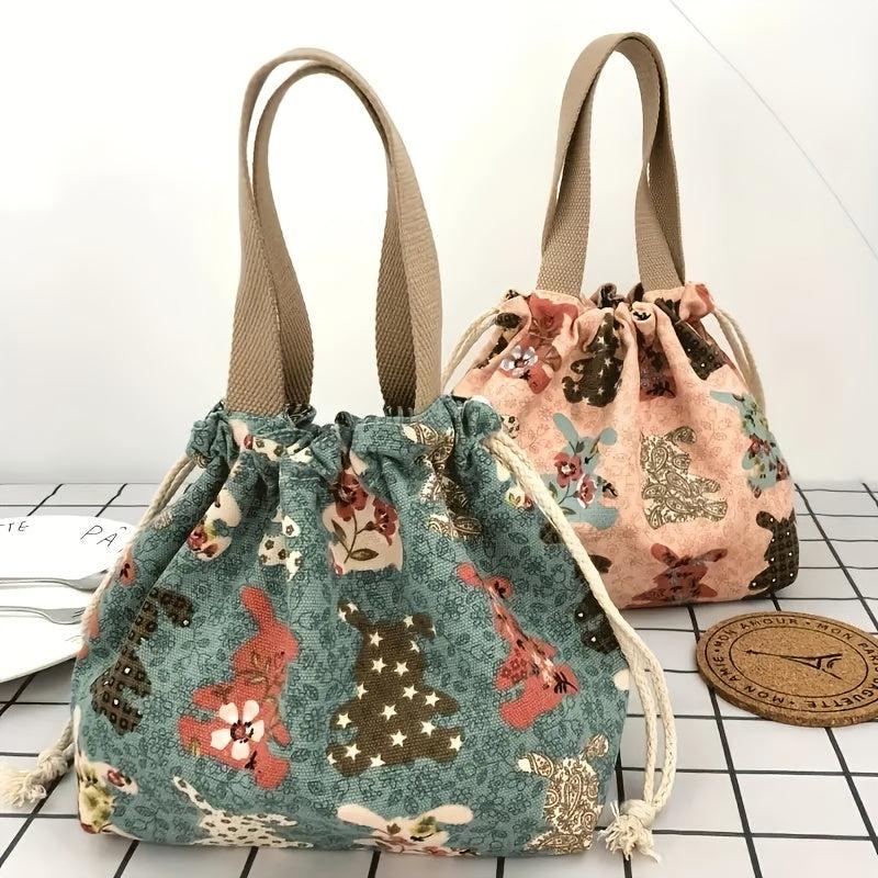Cartoon Rabbit Tote Lunch Bag for Teenagers & Workers at School Canteen