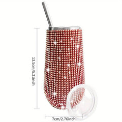Bling Wine Tumbler 6 Oz Stainless Steel Diamond Glitter Vacuum Tumbler