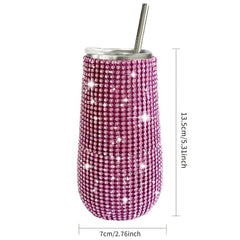 Bling Wine Tumbler 6 Oz Stainless Steel Diamond Glitter Vacuum Tumbler